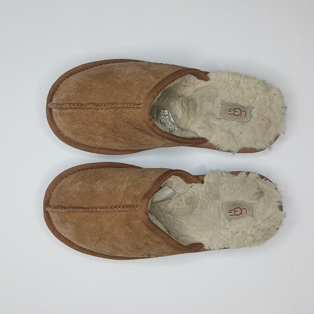 UGG Keegan Slide Slipper Chestnut Suede Shearling Slip On Shoes Kids Size‎ 3 - Picture 6 of 8